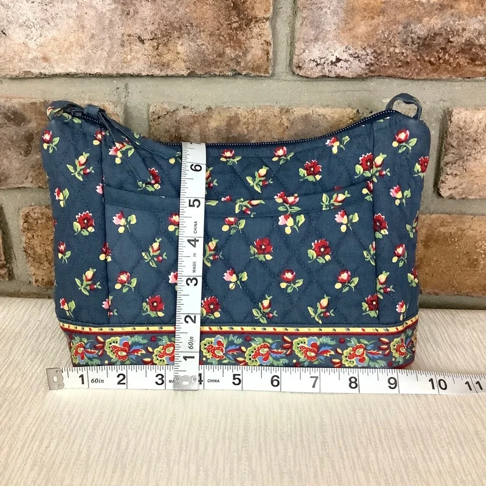 QK Quilted Blue Floral Shoulder Bag